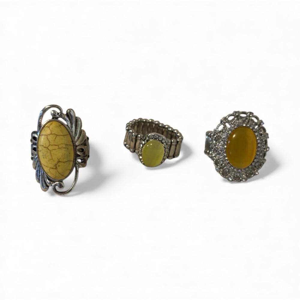 Paparazzi Yellow Stone Ring lot of 3